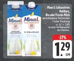Edeka Minus l laktosefreie haltbare, bio oder frische milch Angebot
