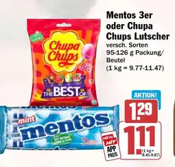 HIT Mentos 3er oder Chupa Chups Lutscher Angebot