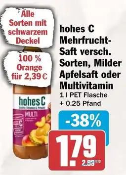 HIT hohes C Mehrfrucht- Saft , Milder Apfelsaft oder Multivitamin Angebot