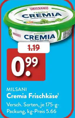 Aldi Süd MILSANI Cremia Frischkäse Angebot