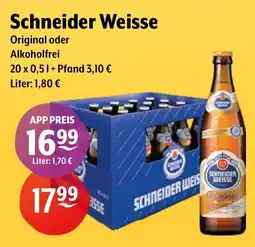 Getränke Hoffmann Schneider Weisse Original oder Alkoholfrei Angebot