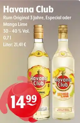 Getränke Hoffmann Havana Club Rum Original 3 Jahre, Especial oder Mango Lime Angebot