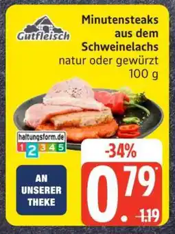 Edeka Minutensteaks aus dem Schweinelachs Angebot