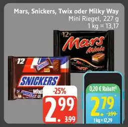 Edeka Mars, Snickers, Twix oder Milky Way Mini Riegel Angebot