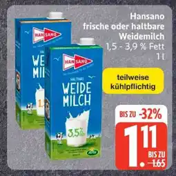 Edeka Hansano Weidemilch Angebot