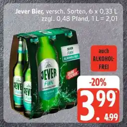 Edeka Jever Bier, versch. Sorten, 6 x 0,33 L Angebot