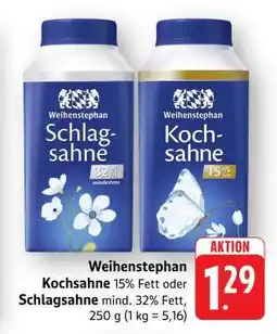 Edeka Weihenstephan Kochsahne oder Schlagsahne Angebot