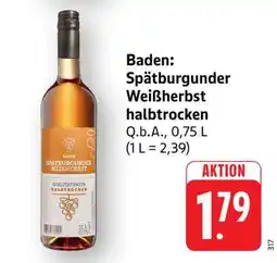 Edeka Baden Spätburgunder Weißherbst halbtrocken Angebot