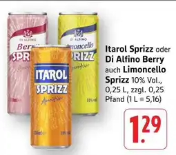 Edeka Itarol Sprizz oder Di Alfino Berry auch Limoncello Sprizz Angebot