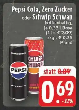 Edeka Pepsi Cola, Zero Zucker oder Schwip Schwap Angebot