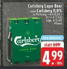 Edeka Carlsberg Lager Beer oder Carlsberg 0,0% Angebot