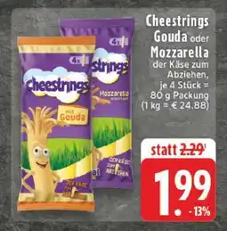 Edeka Cheestrings Gouda oder Mozzarella Angebot