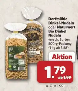 Combi Dorfmühle Dinkel-Nudeln oder Naturwert Bio Dinkel Nudeln Angebot
