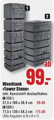 B1 Discount Baumarkt Wandtank >>Tower Stone<< Angebot
