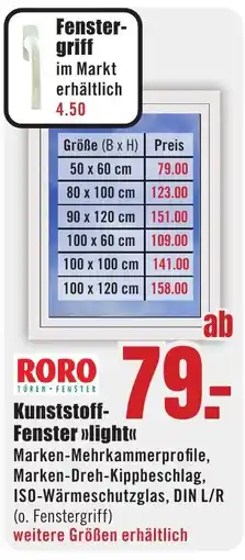 B1 Discount Baumarkt RORO TÜREN FENSTER Kunststoff- Fenster >>light<< Angebot