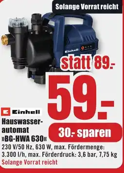 B1 Discount Baumarkt Einhell Hauswasserautomat >>BG-HWA 630<< Angebot