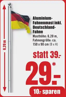 B1 Discount Baumarkt Aluminium- Fahnenmast inkl. Deutschland- Fahne Angebot