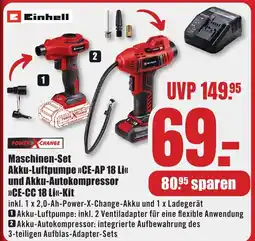 B1 Discount Baumarkt Einhell Maschinen-Set Akku-Luftpumpe >>CE-AP 18 Li<< und Akku-Autokompressor >>CE-CC 18 Li-Kit Angebot