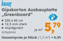 Globus Baumarkt KNAUF Gipskarton Ausbauplatte "Greenboard" Angebot