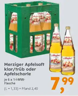 Globus Baumarkt Merziger Apfelsaft klar/trüb oder Apfelschorle Angebot