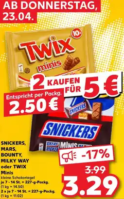 Kaufland SNICKERS, MARS, BOUNTY, MILKY WAY oder TWIX Minis Angebot