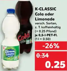 Kaufland K-CLASSIC Cola oder Limonade Angebot