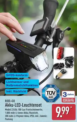 Aldi Nord RIDE+GO Akku-LED-Leuchtenset Angebot