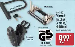 Aldi Nord RIDE+GO Fahrrad Tasche/ Schloss/ Multitool Angebot