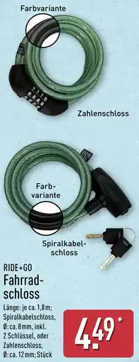 Aldi Nord RIDE+GO Fahrradschloss Angebot