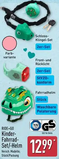 Aldi Nord RIDE+GO Kinder Fahrrad Set/-Helm Angebot