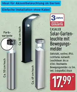Aldi Nord CASALUX Solar-Gartenleuchte mit Bewegungsmelder Angebot
