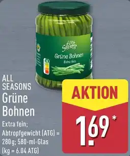 Aldi Nord ALL SEASONS Grüne Bohnen Angebot