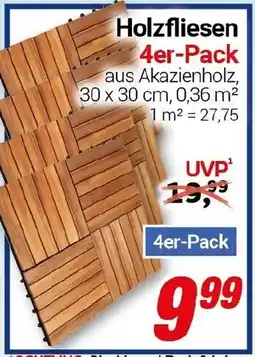 CENTERSHOP Holzfliesen 4er-Pack Angebot
