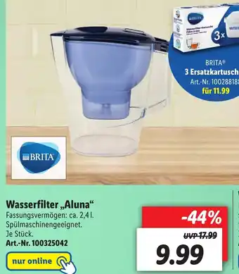 Lidl Brita Wasserfilter Aluna Angebot