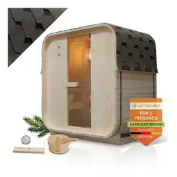 Netto Marken-Discount Artsauna Fasssauna Nolvik M - 2 Personen, mit 3,6 kW Ofen & Zubehör für Garten, Cube Design Angebot