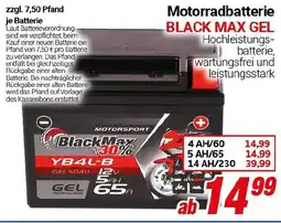 CENTERSHOP Motorradbatterie black max gel Angebot
