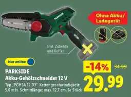 Lidl PARKSIDE Akku-Gehölzschneider 12 V Angebot