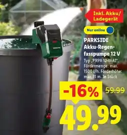 Lidl PARKSIDE Akku-Regenfasspumpe 12 V Angebot