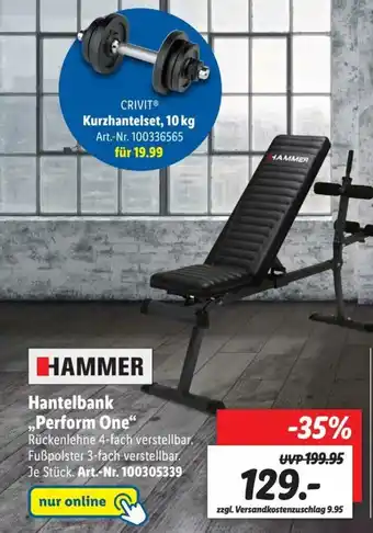 Lidl Hammer Hantelbank Perform One Angebot