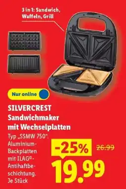 Lidl SILVERCREST Sandwichmaker mit Wechselplatten Angebot