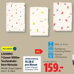 Lidl LIVARNO 7-Zonen-1000er- Taschenfeder- kern-Matratze Angebot