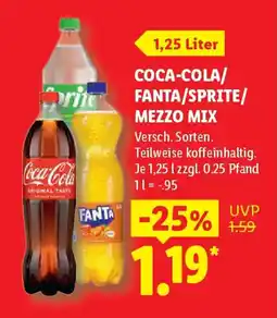 Lidl Coca-cola/ fanta/sprite/mezzo mix Angebot