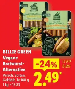 Lidl BILLIE GREEN Vegane Bratwurst Alternative Angebot