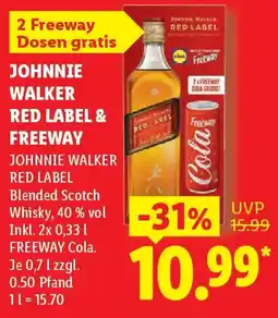 Lidl Johnnie walker red label & freeway Angebot