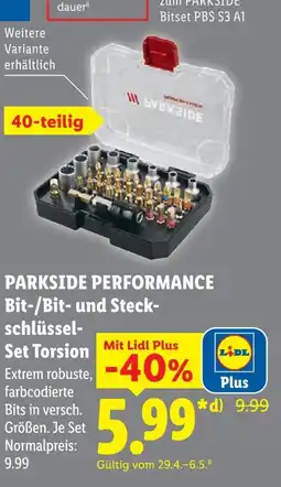 Lidl Parkside performance bit-/bit- und steckschlüssel-set torsion Angebot