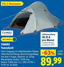 Lidl TAMBU Tunnelzelt Angebot