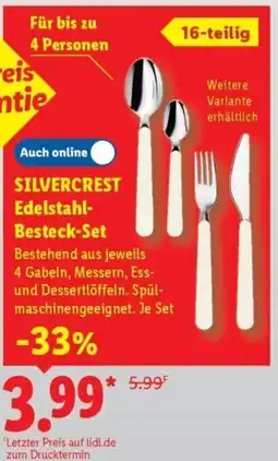 Lidl SILVERCREST Edelstahl Besteck-Set Angebot