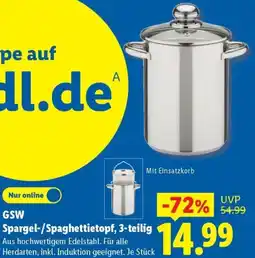 Lidl GSW Spargel-/Spaghettietopf, 3-teilig Angebot