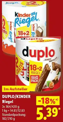 Lidl DUPLO/KINDER Riegel Angebot