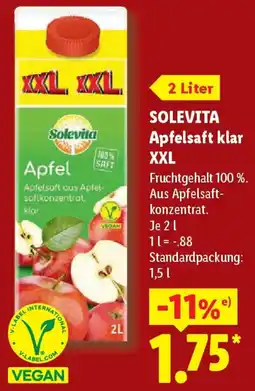 Lidl SOLEVITA Apfelsaft klar XXL Angebot
